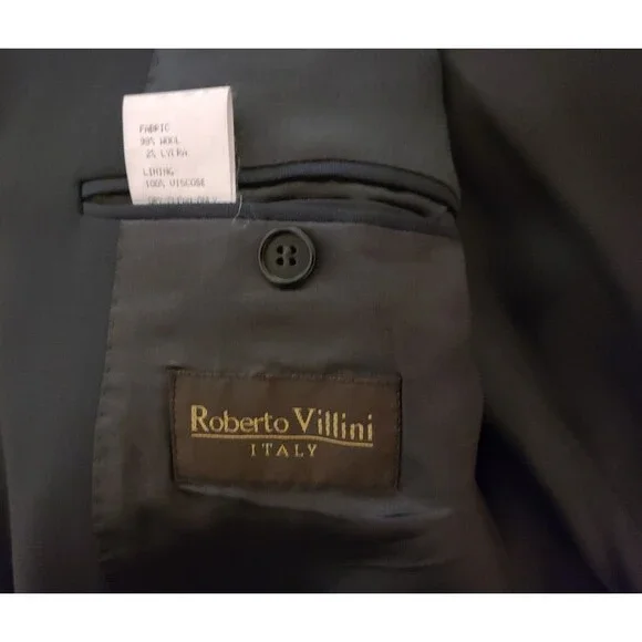 Roberto Villini Mens Wool Blend Blazer Jacket 42L Gray 3-Button SK Famous Brands - Picture 4 of 7